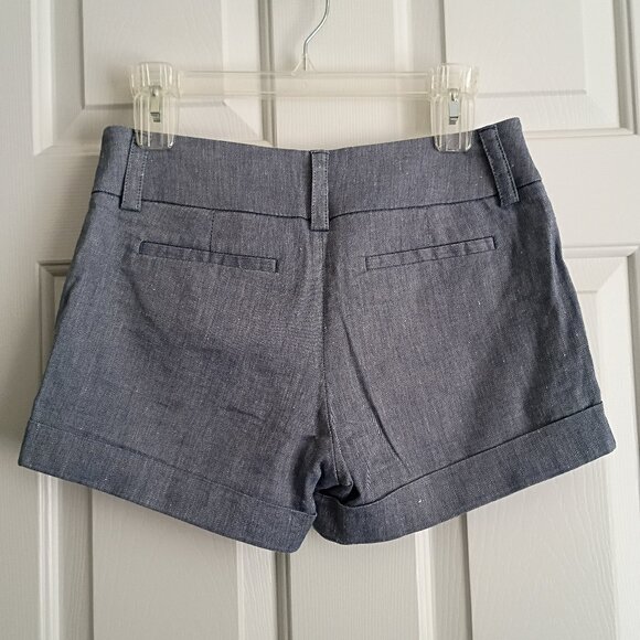 EXPRESS Linen Midi Low Rise Shorts Blue Size 4 - Picture 2 of 9